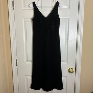 Vintage Y2K 90s Whimsigoth Black Rhinestone Sheath Sleeveless Dress Women Size 4